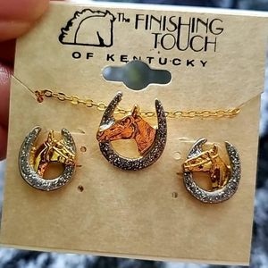 Horse shoe earrings and necklace